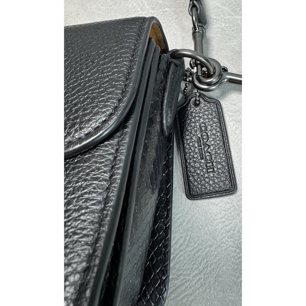 Coach CE562 Morgan Shoulder Bag Black Pebbled Leather Crossbody Handbag + Wallet - Picture 3 of 15